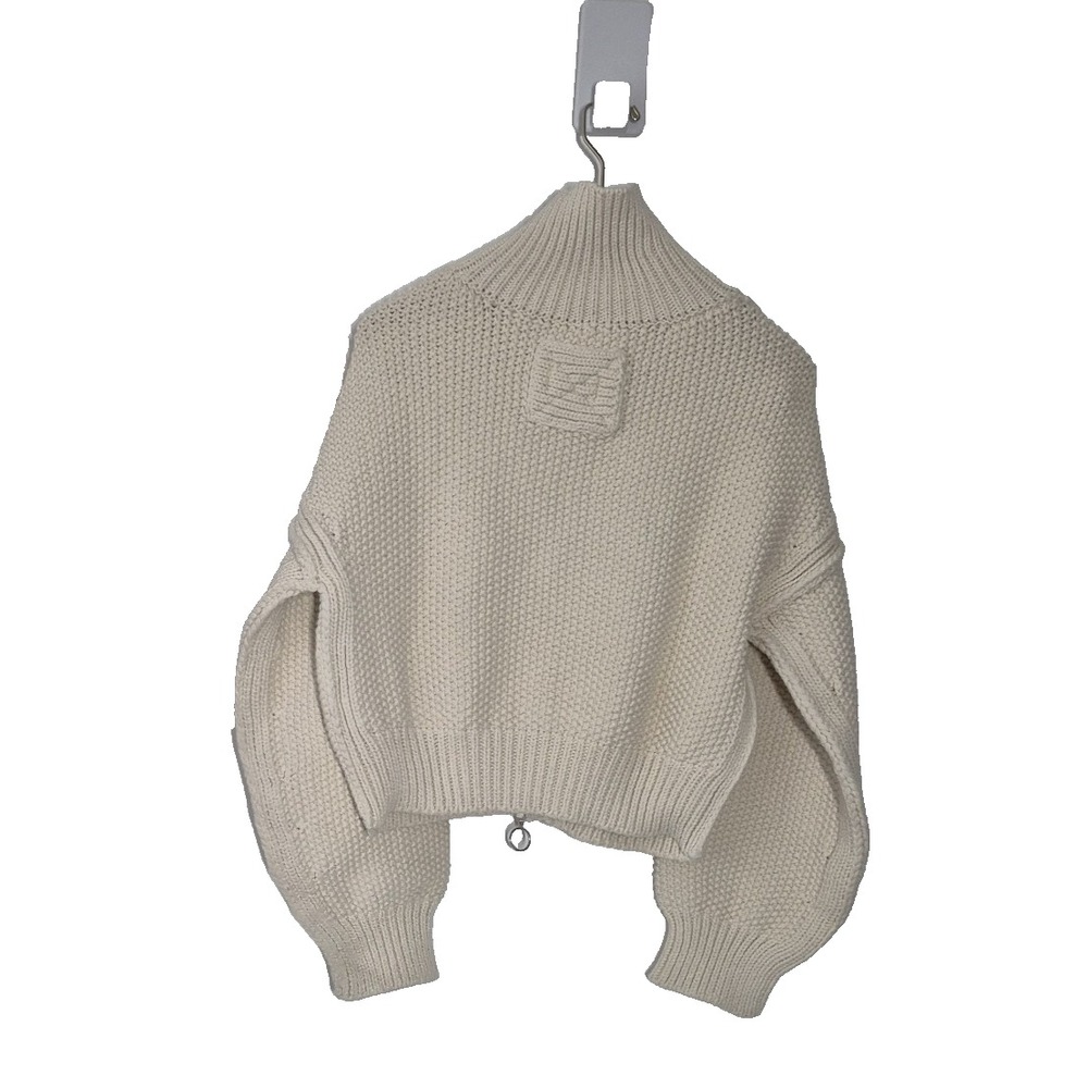 Free People Sweater Jacket L Womens White Oversized Cropped Chunky Knit NEW - Picture 2 of 10